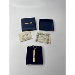 Vintage Nelson Necklace LCD Quartz Pendant Digital Watch Gold Tone Chain /w Box